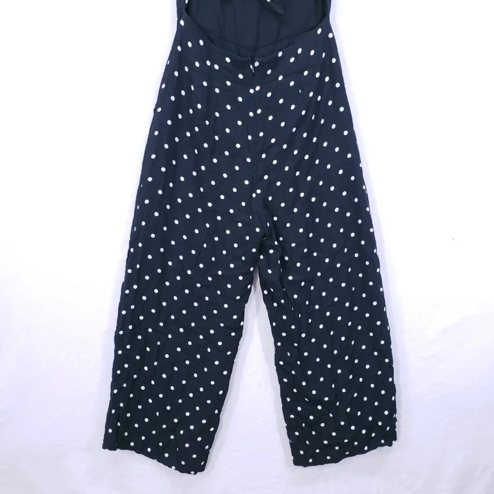 Aritzia Wilfred Écoulement Black White Polka Dot Preppy Jumpsuit Wide Leg Size 4
